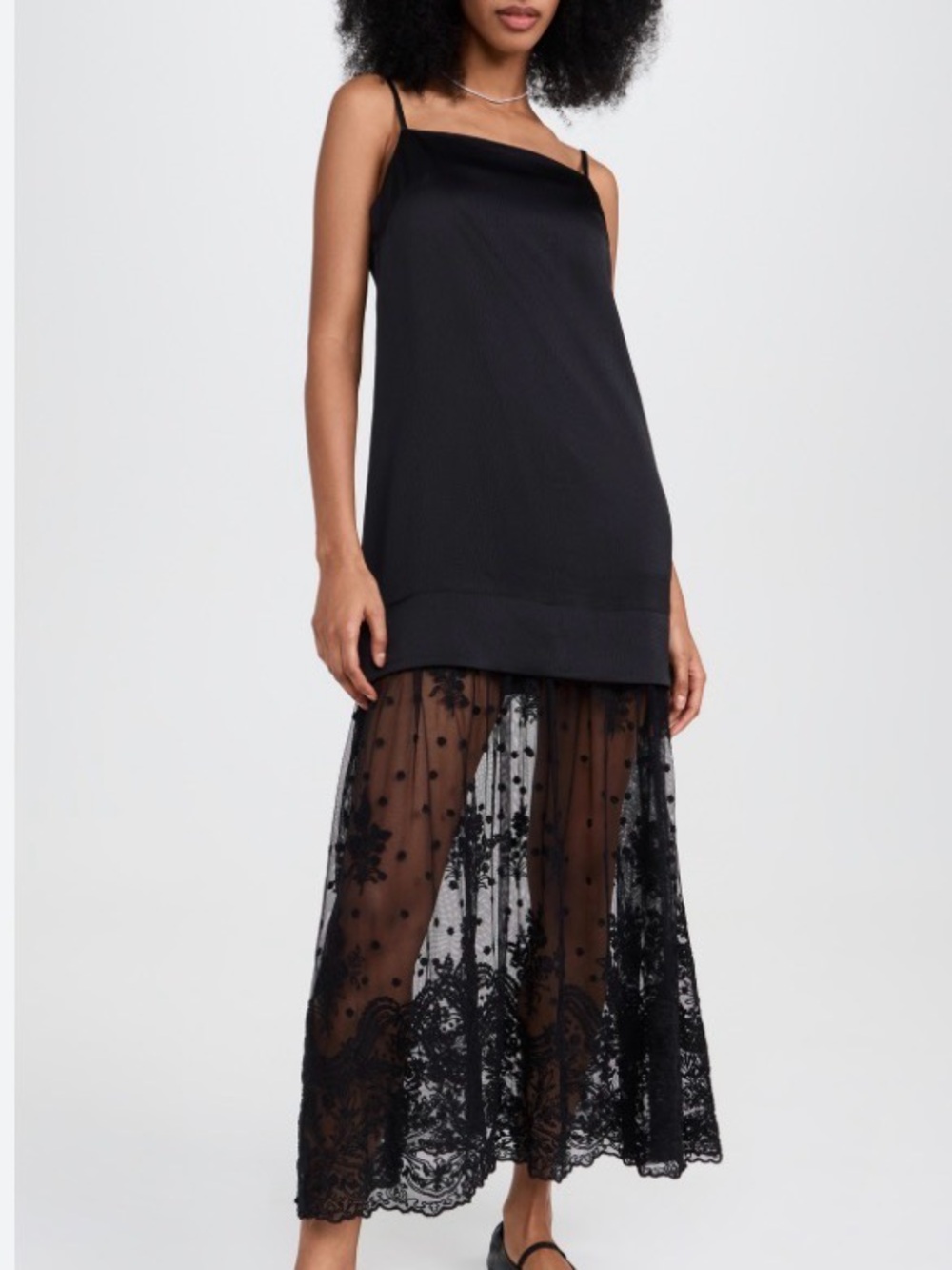 Vince Camuto Black Lace-Trim Mini-Midi Dress